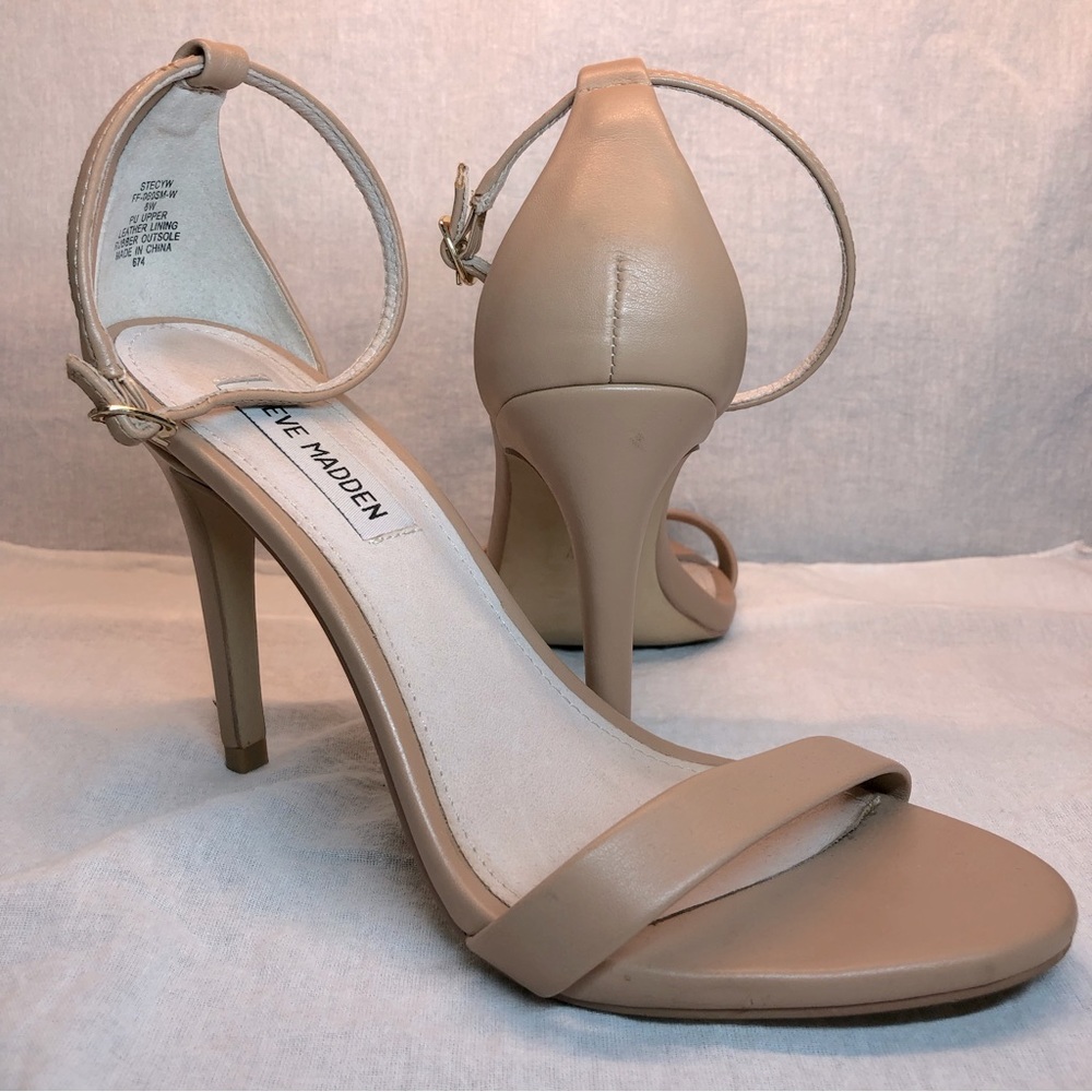 WIDE Steve Madden Stecy Natural Ankle Strap Heeled Sandal 8W